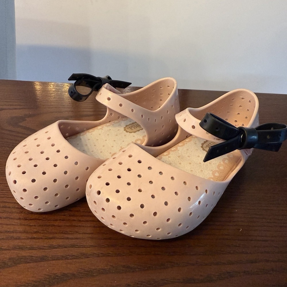 Mini Melissa Mary Jane Jelly Flats Pink Bow Toddler 7 20/21‎ Brazil